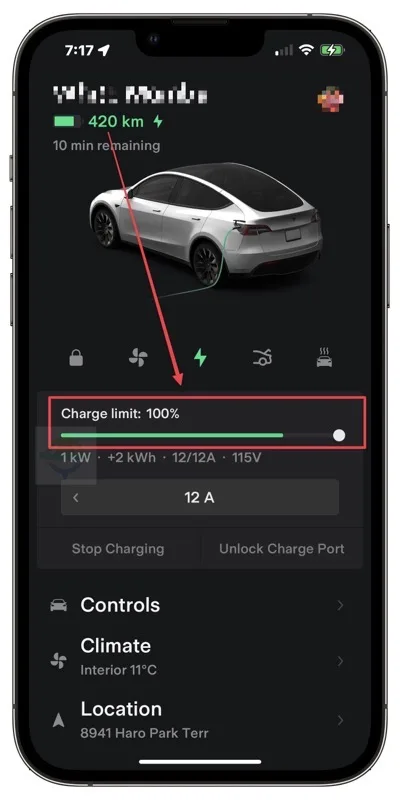 Tesla app battery health