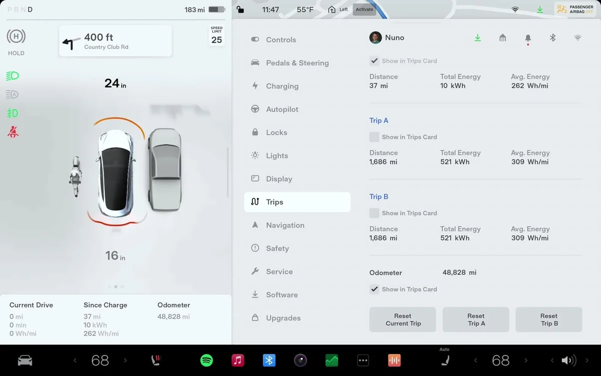 Tesla in-car Energy app