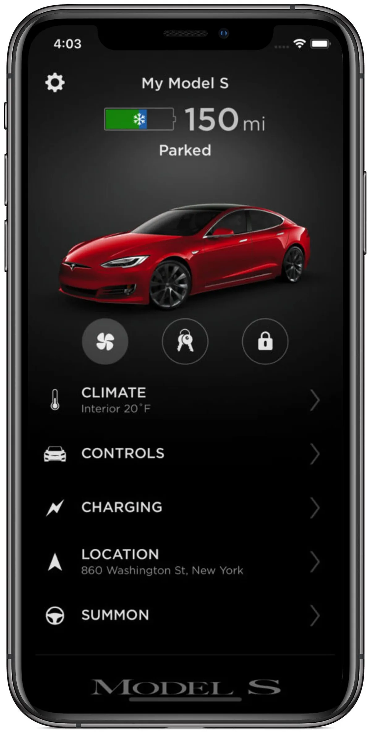 Tesla Model 3 app symptom