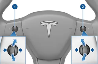 Tesla Model Y steering wheel scroll buttons